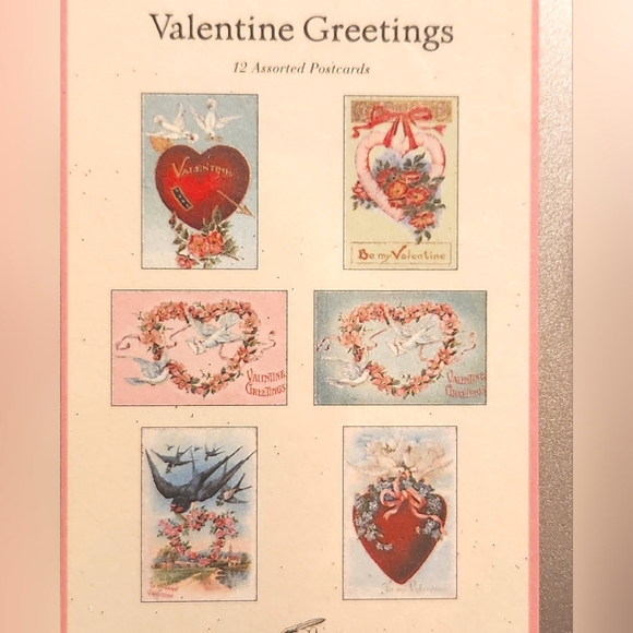 Cavallini & Co Glittery Valentine Postcards Set Of 12 In Metal Tin - Picture 4 of 4